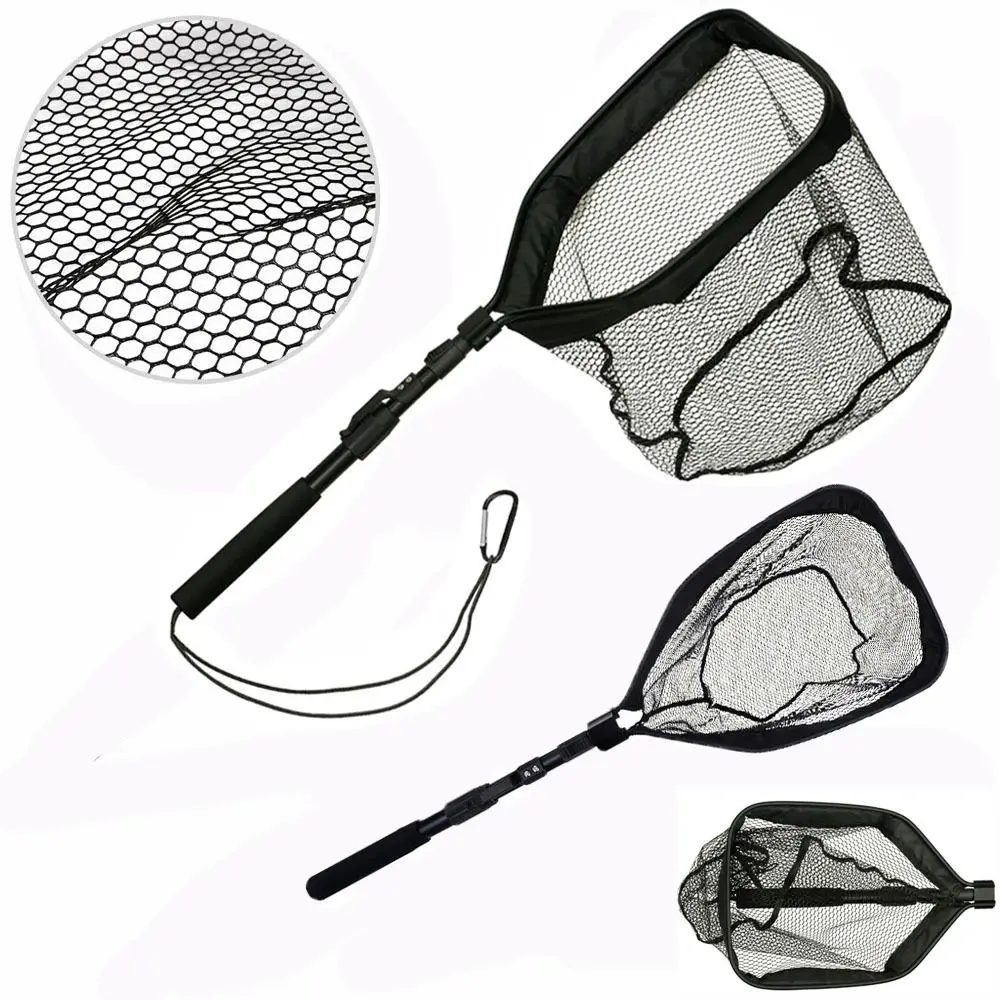 

Folding Floating Landing Net Pocket Fishing Accessorie Telescopic Fishing Net Rubber Coated Scoop Net for Freshwater Saltwater
