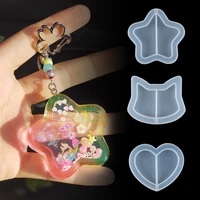 uv pendant silicone molds epoxy resin jewelry mold kawaii quicksand star moon love heart resin molds key chain diy crafts making
