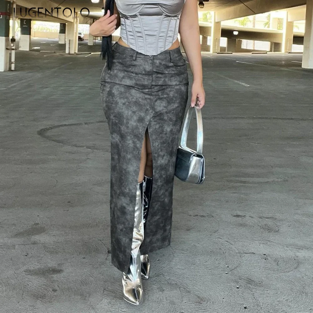 

Женские пикантные Облегающие юбки из искусственной кожи с разрезом, новая модная повседневная женская уличная элегантная длинная одежда со змеиным принтом