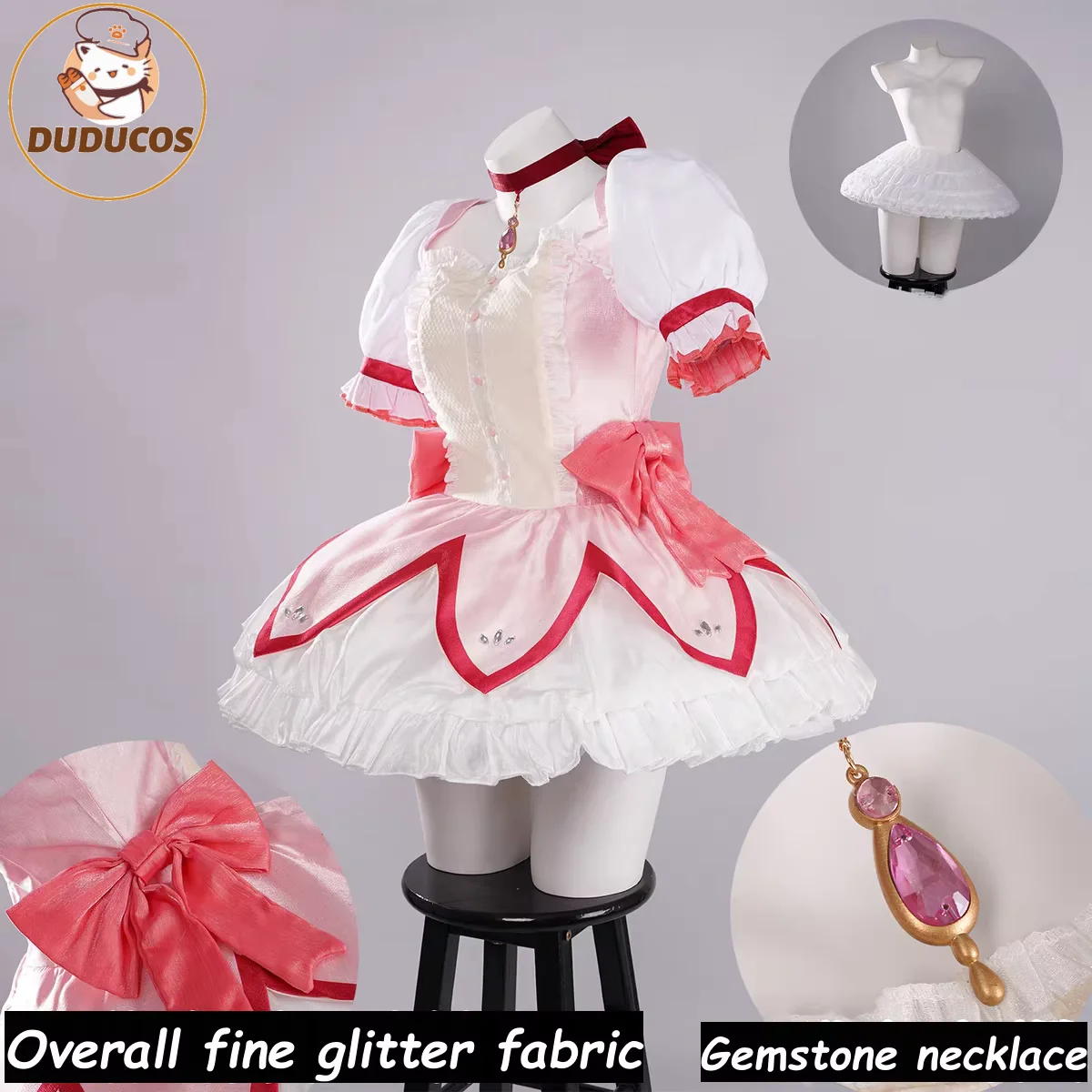 SSR Madoka Косплей Костюм Kaname Combat Battle Suit Mahoushoujo Magic Girl Puella Magi ☆ Парик Magica Хэллоуин