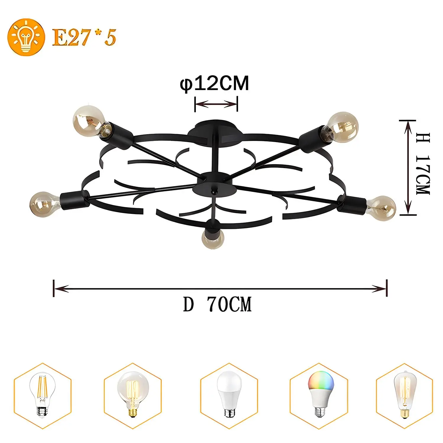 Винтажный потолочный светильник в фермерском стиле большой потолок