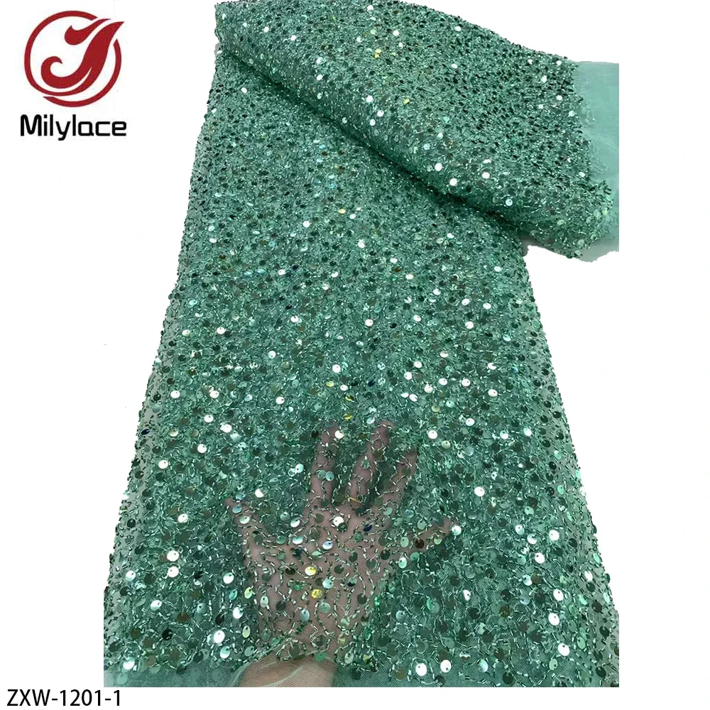 Африканские блестки сетчатая кружевная ткань 2024 французское бисерное тюль для