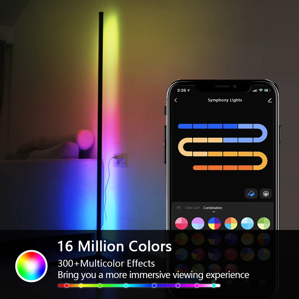 Modern Corner Floor Lamps for Bedroom Decor Furniture Living Room Tuya RGB LED Lighting Dimmable Alexa Lights Bedside Stand Lamp