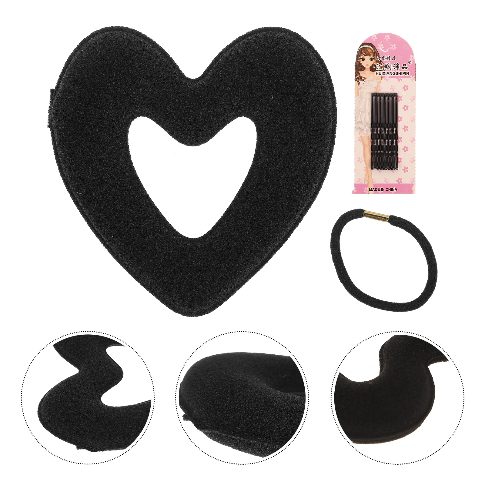 

Hair Donut Heart Shape Donut Heart Shape Hair Bun Maker (Black)