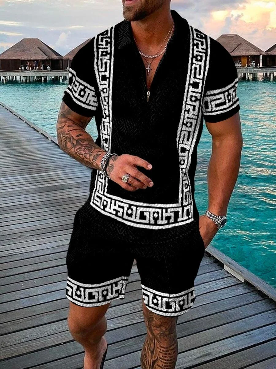 

Men Set Streetwear 3d Printin Sort Sleeve Polo Sirt + Sorts Suit Summer Fasion Sportswear Men Clotin Polo Sirts For Men