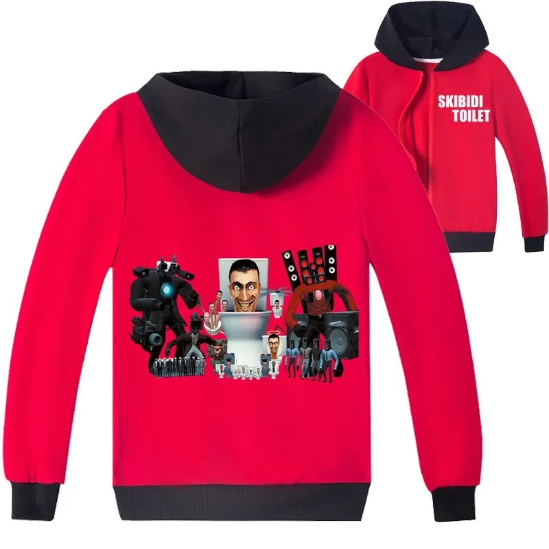 

Skibidi Toilet 2023 New Men's and Women's Clothing Monitor Toilet Man Printed Casual Zipper Shirts and Jackets Trendy