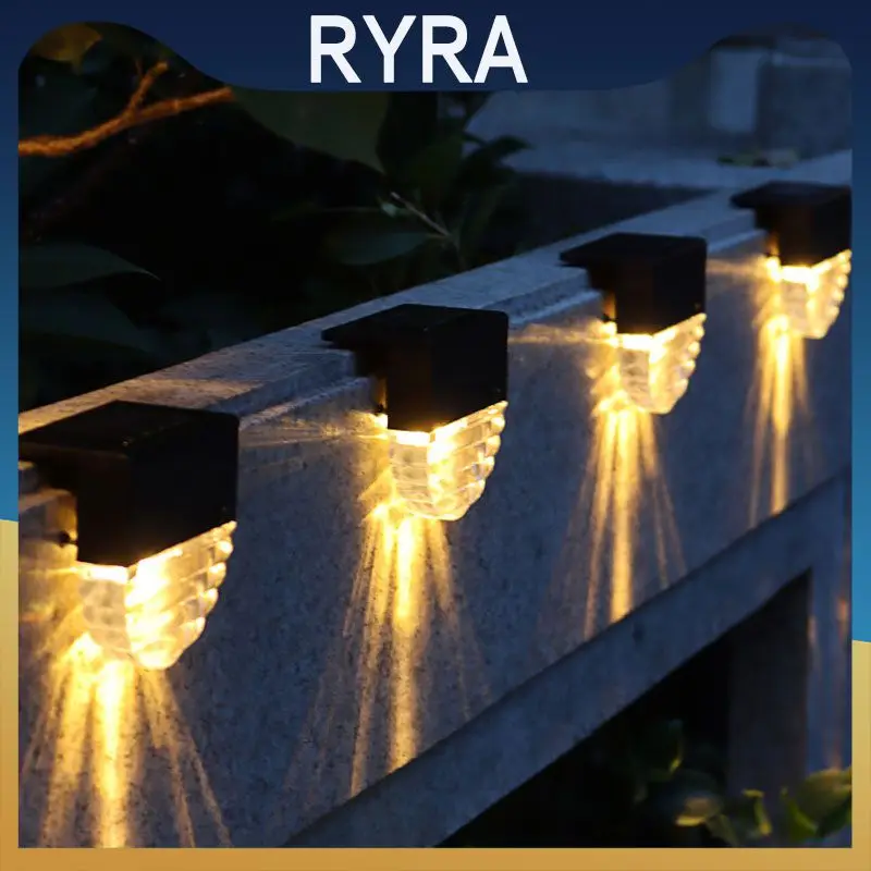 

4pcs Solar Stair Lamp IP55 Garden Step LED Waterproof Colorful Warm Light Dual Mode Fence Light LED Solar Powered Fence Lights
