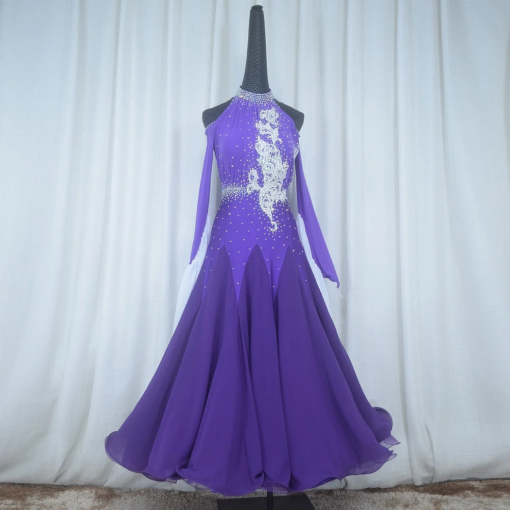 

PEIDANCE, индивидуальный новый дизайн, фиолетовый цвет, стандартное платье для бальных танцев, женский костюм для вальса, танго, лисы, тройного танца