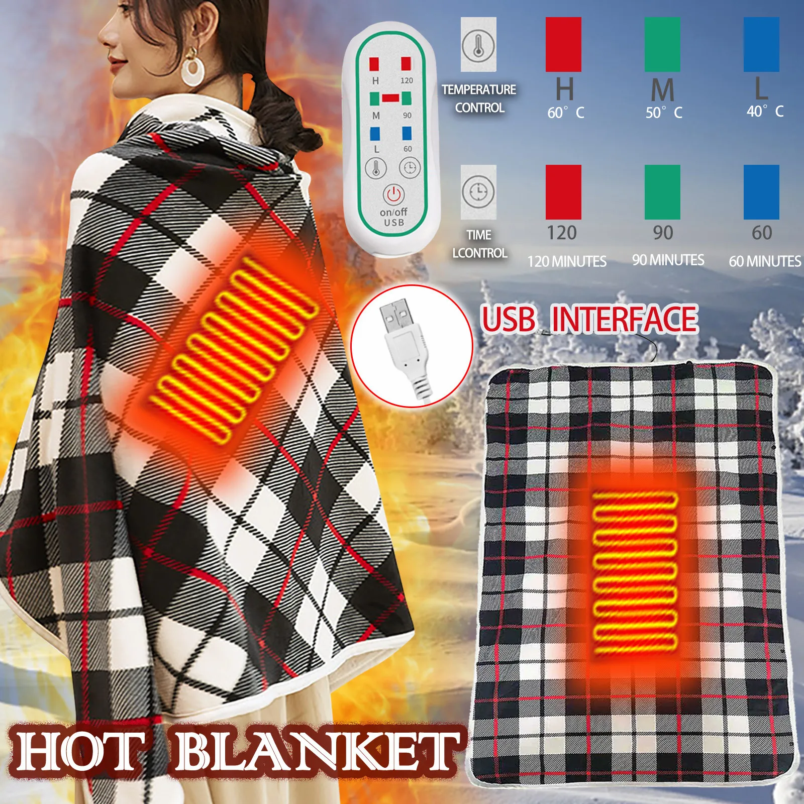 

Lntelligent Shawl USB Three Gear Heating Timing Charging Heating Blanket And Shawl Beige Scarf And Gloves Green Scarf Knit