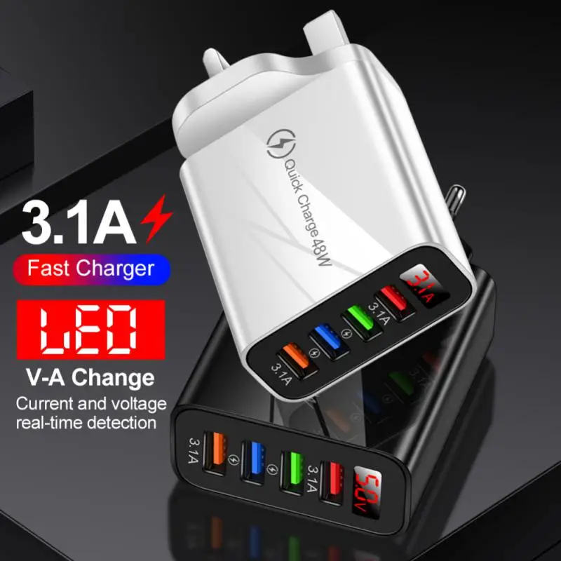 

4 USB Digital Display Mobile Phone Charger Multi-port With Display Fast Charge
