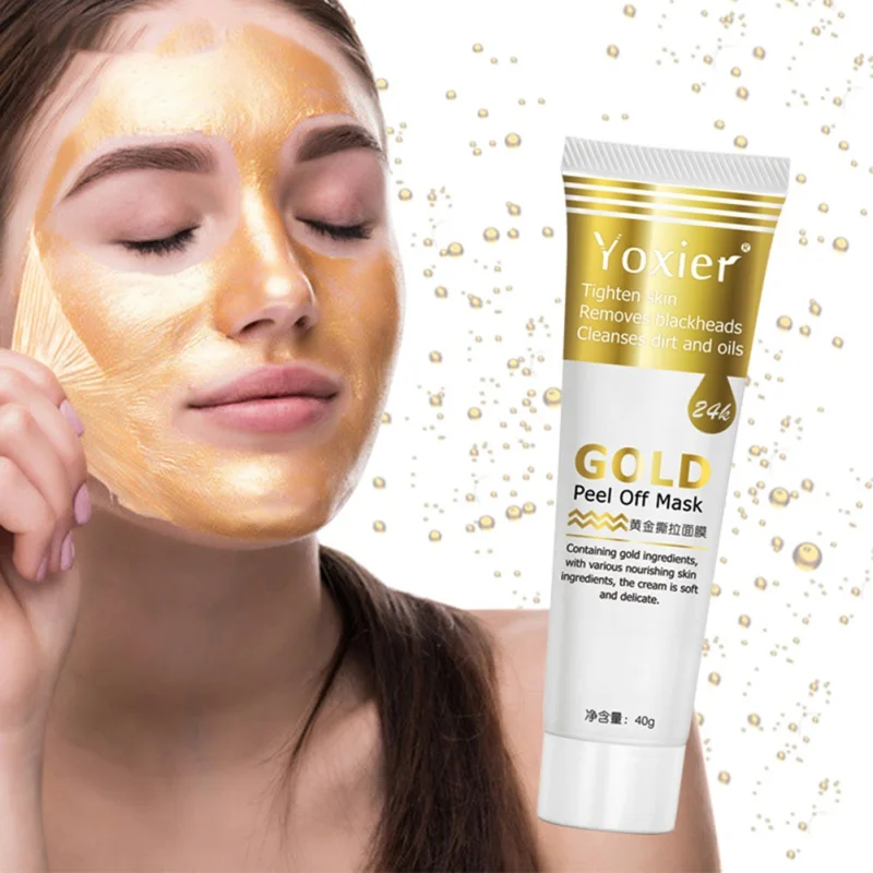 

40g Facial 24K Gold Collagen Peel Off Mask Blackheads Acne Remove VE Oil-Control Lifting Vitamin Anti-Wrinkle Firming