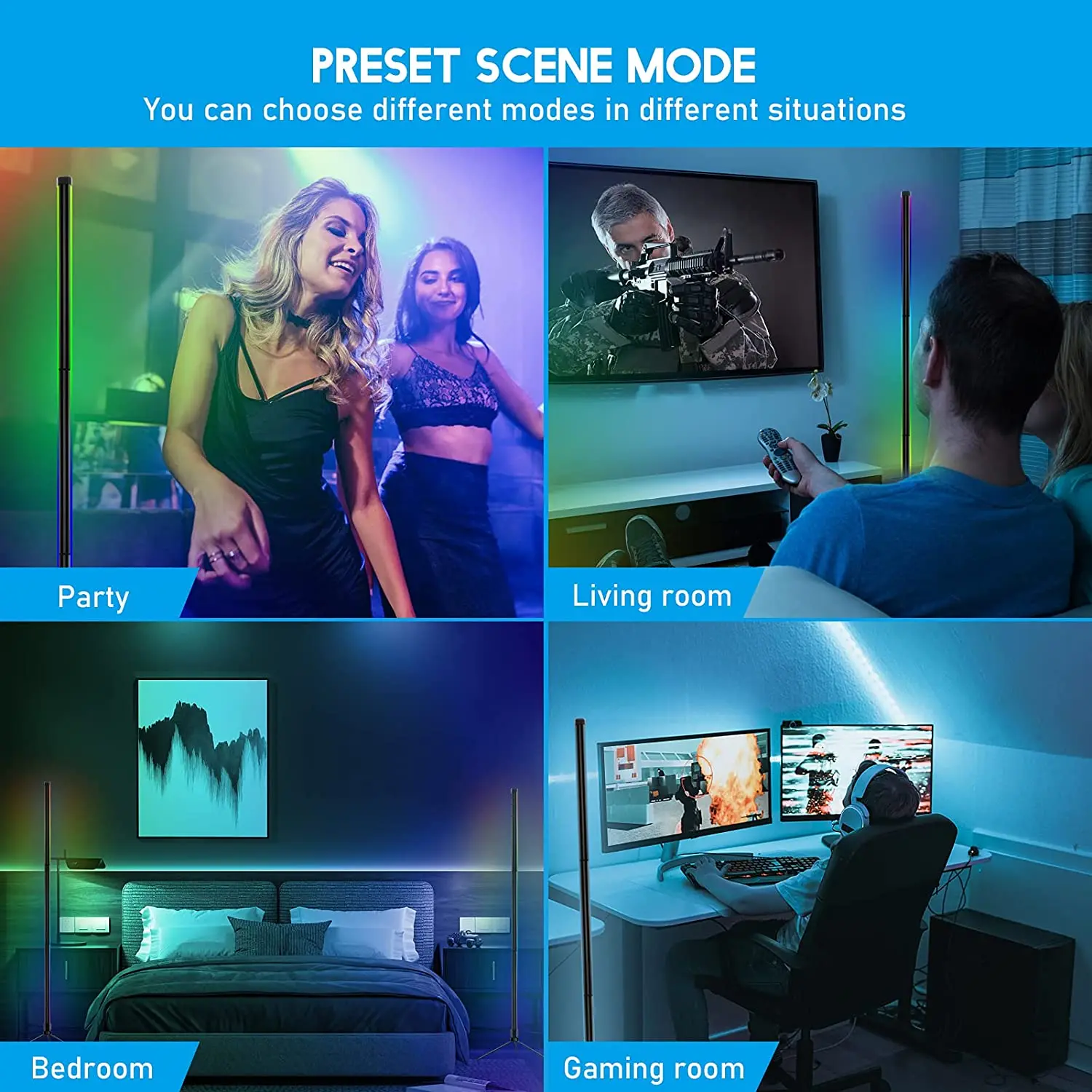 RGB углосветодиодный светодиодная Напольная Лампа с Bluetooth меняющая цвет