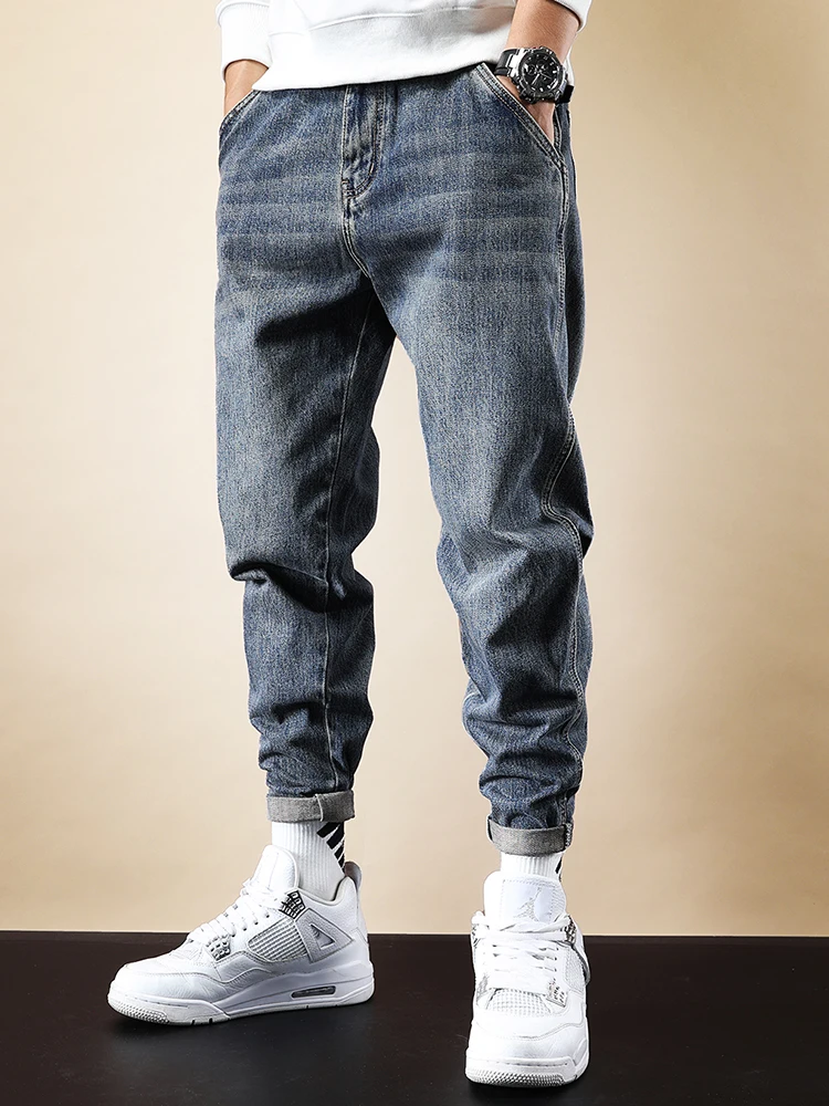 

Men Vintage Jeans Pants 2022 Mens Casual Streetwear Loose Straight Harem Pants Male Oversized High Waisted Denim Pants Z34