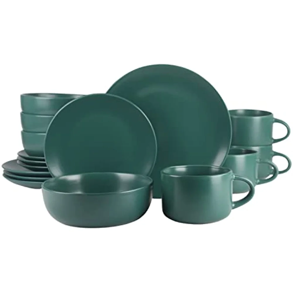 

Matte Coupe Dinnerware Set, 16 Pc, Emerald Green Plates Dinner Set
