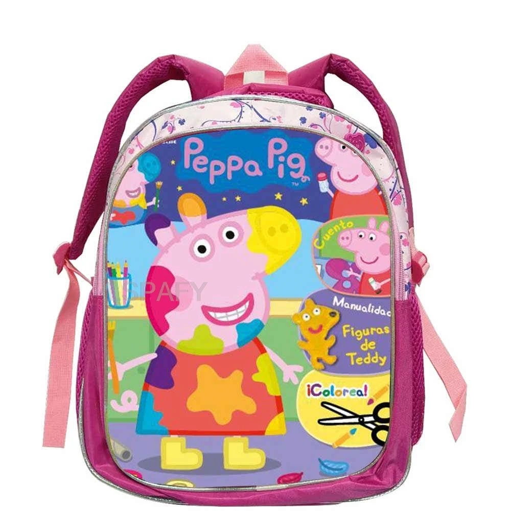Фото Школьные сумки Peppa Pig, детские сумки для книг, рюкзаки с принтом Peppa Pig для детского сада, розовые школьные сумки с мультяшными рисунками для девочек от 1 до 5 лет №2