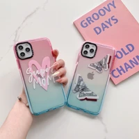 ins gradient color love butterfly phone cases for iphone 13 12 11 pro max xr xs max 8 x 7 se lady girl anti drop soft tpu cover