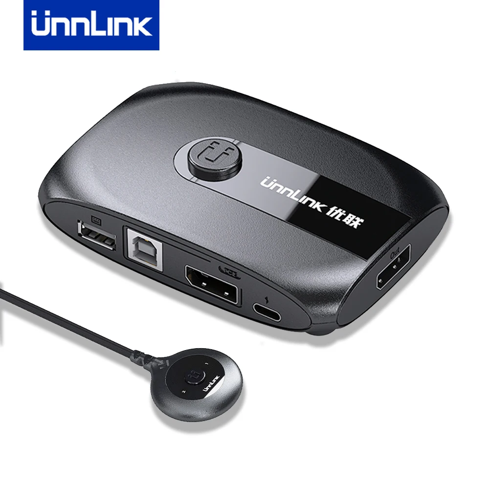 KVM-переключатель Unnlink с удлинителем 2 порта DP 4K60 USB | Компьютеры и офис