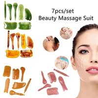 7pcsset 5color multifunction back neck face relaxation wrinkle removal beauty massage suit facial tendon stick health care tool