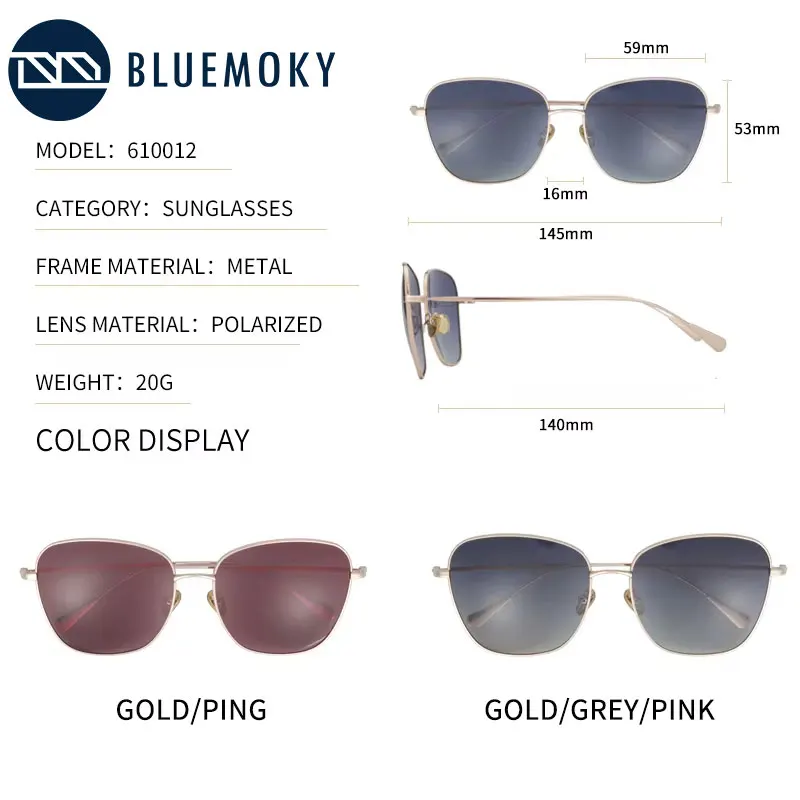 Солнцезащитные очки унисекс BLUEMOKY винтажные поляризационные из сплава