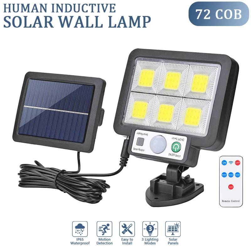 

Уличный светодиодный фсветильник рь на солнечной батарее, водонепроницаемый настенный светильник с пассивным ИК датчиком движения для сада, лампа для экстренных ситуаций и улицы