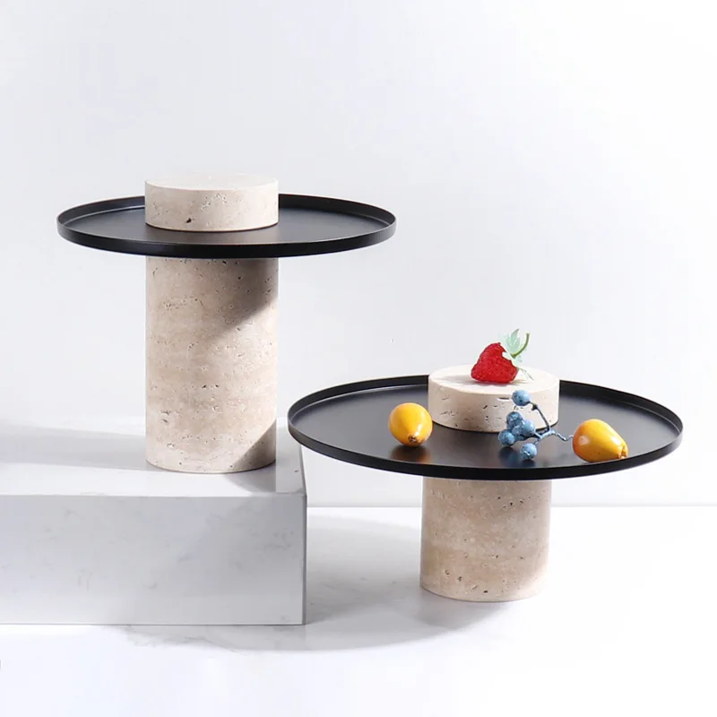 Фото Travertine Stone Serving Tray Natural Marble Low Tea Holder Tray Hightea Plate Luxury Reception Tray №1