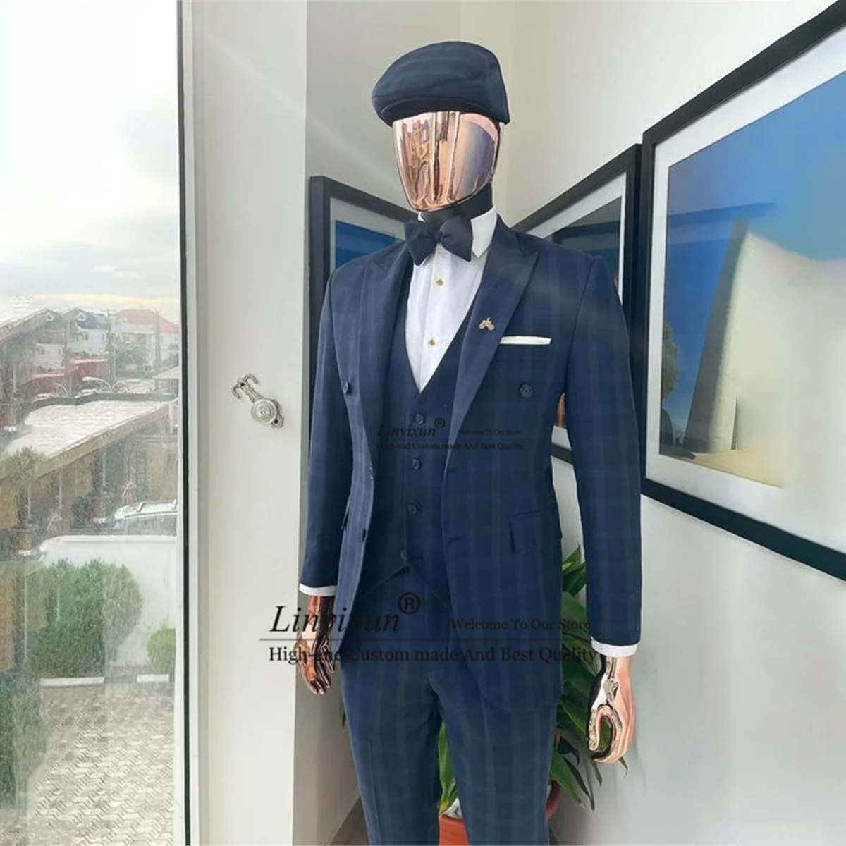 Модные высококачественные шерстяные мужские костюмы смокинги для жениха с