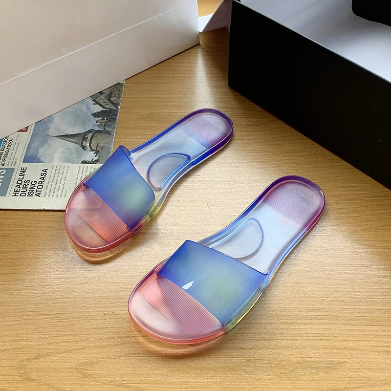

2022 Women Sandal Shoe Summer Jelly Home Bathroom Shoes Flat Fashion Round Toe Open Toe Beach Slippers Outdoors Slides
