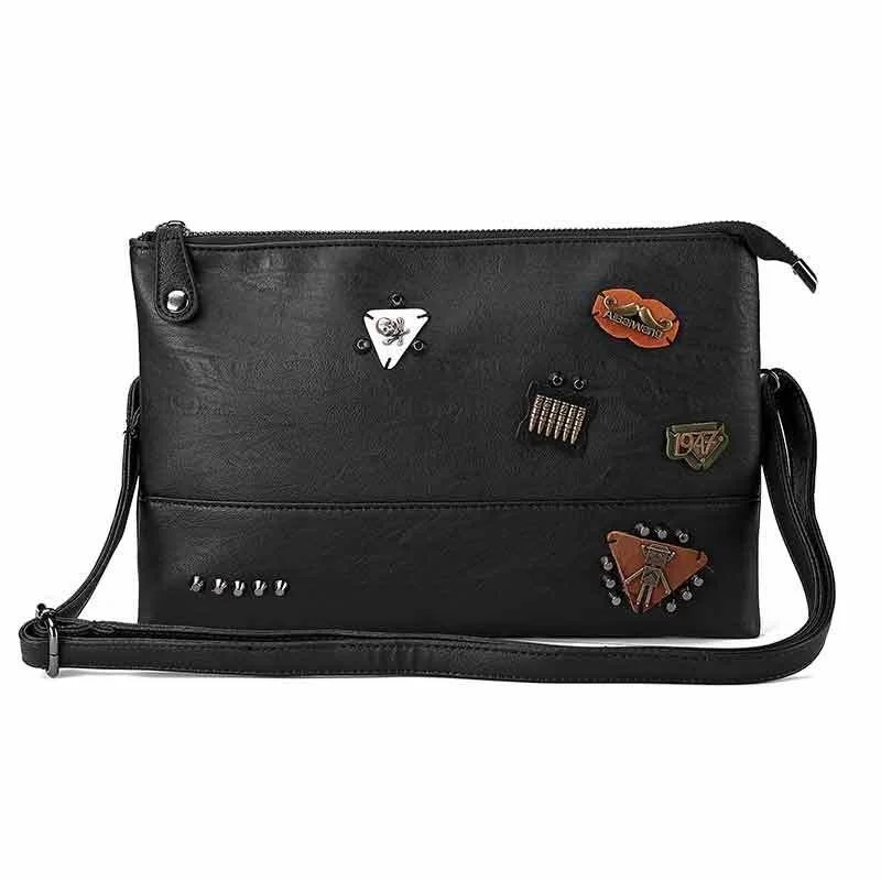 

Designer Rivet Men Clutches for Envelope Bags Badge Large Wallets Leather Shoulder Crossbody Purse Male Phone Clutch