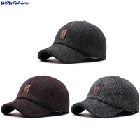 mens winter ears protected woolen baseball cap women solid snapback label stick sunhat outdoor hip hop baseball hats casquette