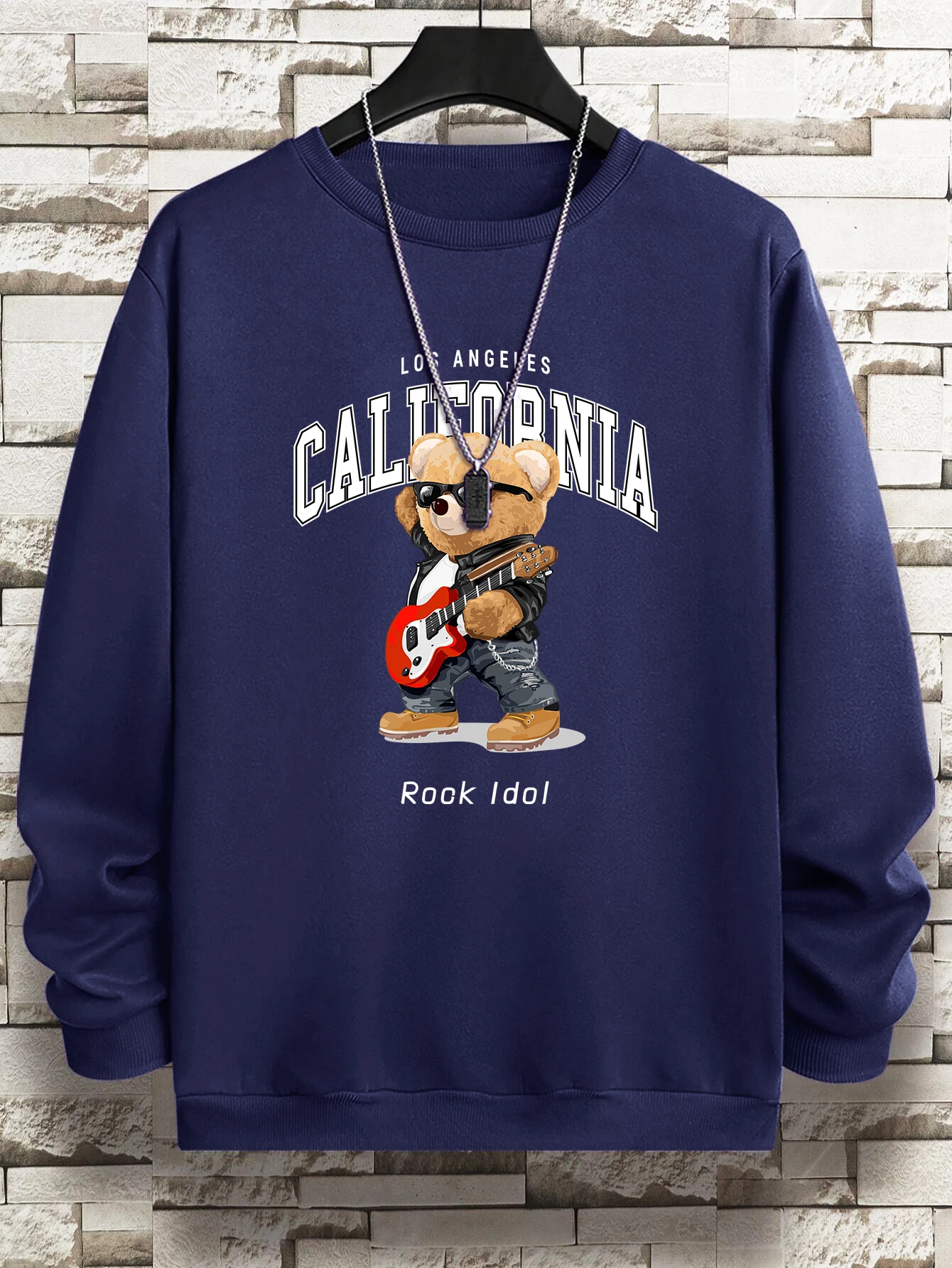 Толстовка Rook Idol GUITAR Bear Letter мужской хипстерский флисовый пуловер осенние