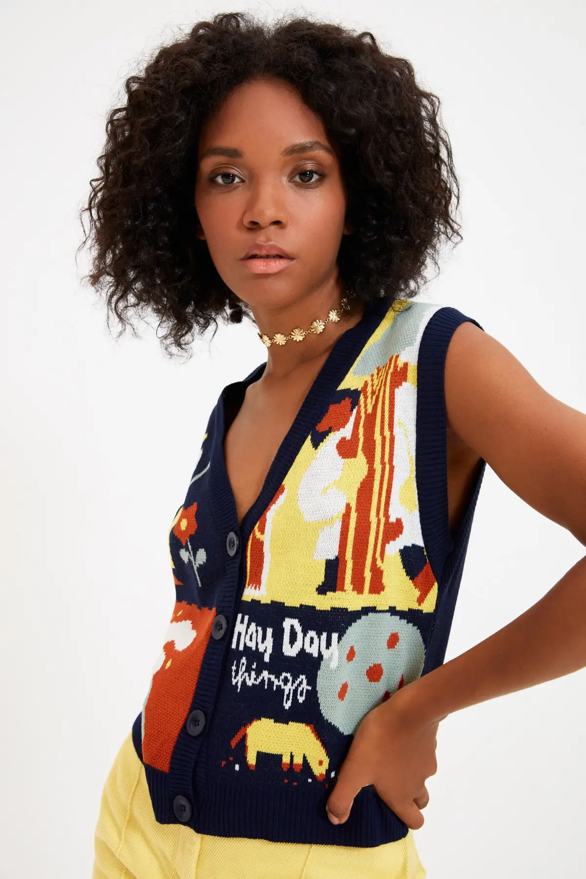 Жаккардовый трикотажный кардиган с пуговицами TWOAW22HI0331 |