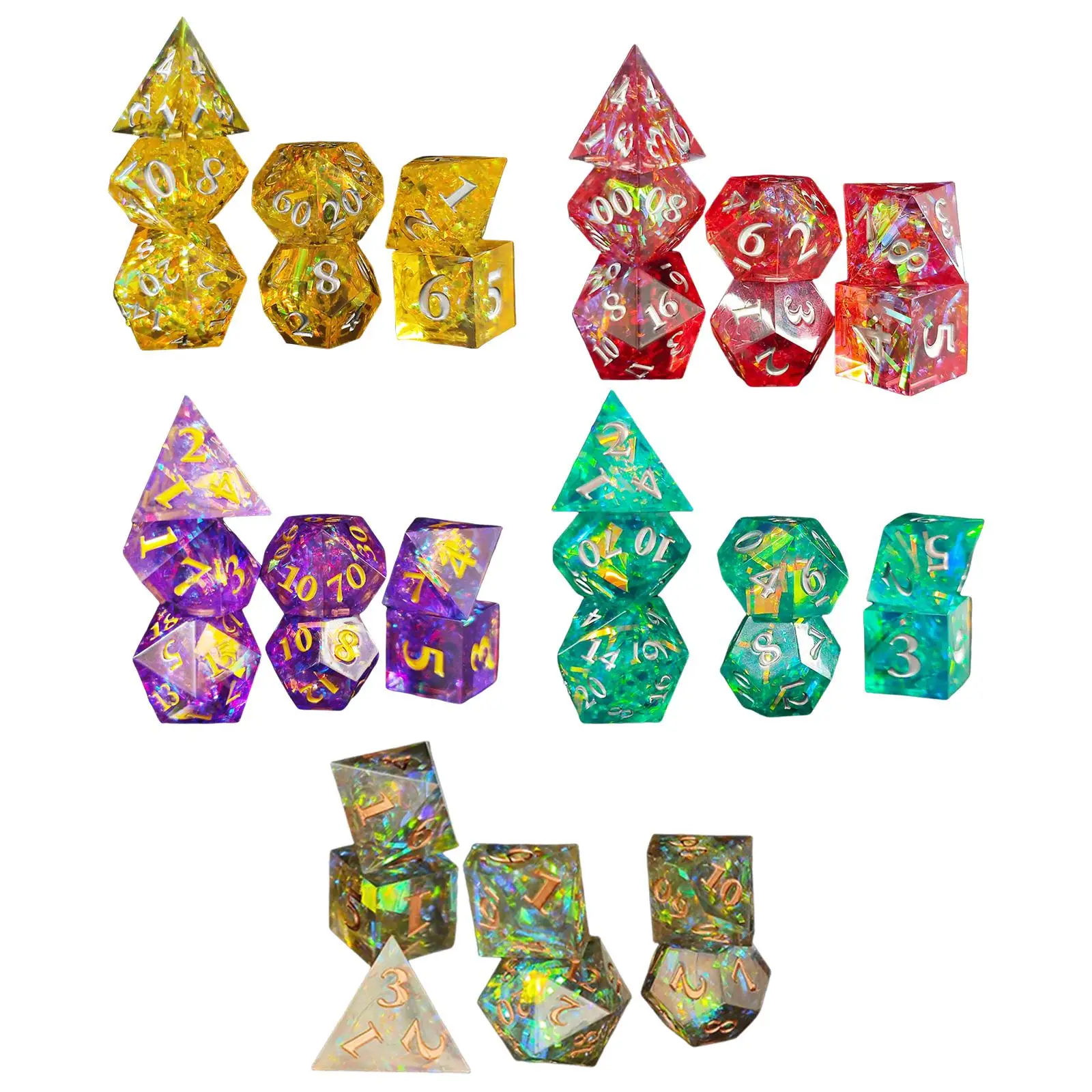 

DND Dice Set, 7-Die Polyhedral RPG Dice Set with Sharp Edges and Beautiful