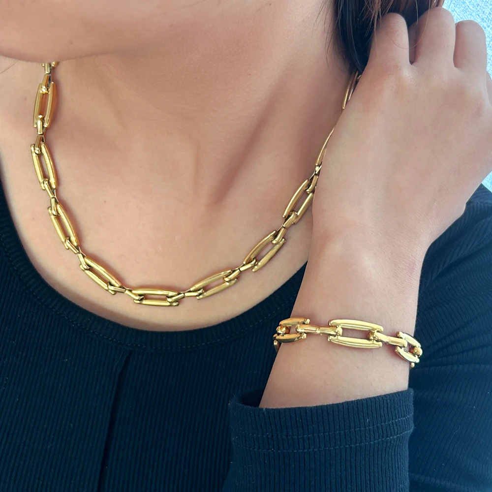 USENSET геометрический комплект ювелирных изделий из нержавеющей стали унисекс