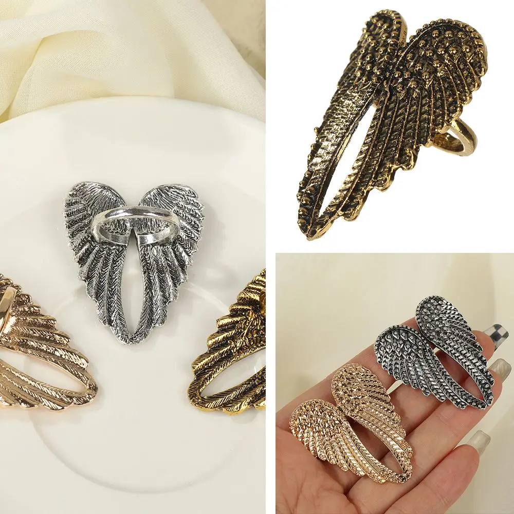 

Fashion Vintage Punk Angel Wings Metal Rings Big Heart Shape Wings Ring for Men Women Hip Hop Jewelry Gift Accessories
