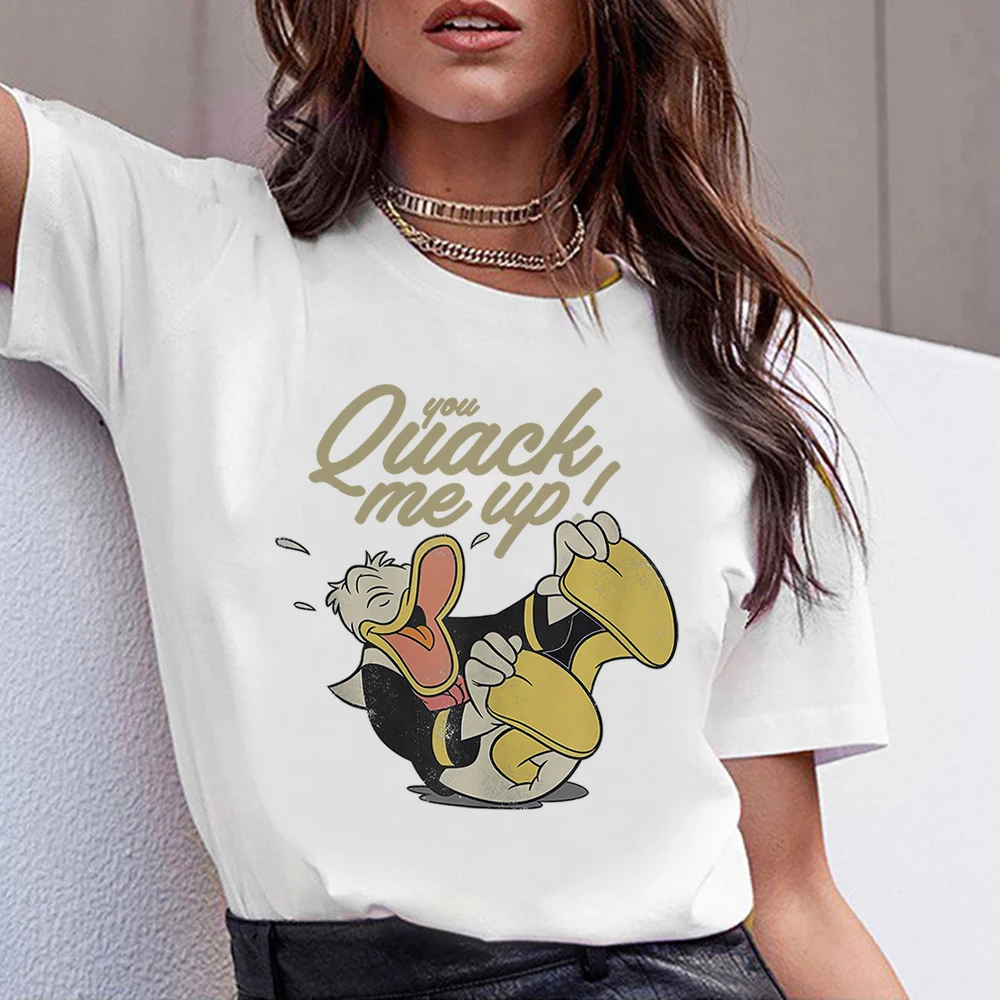 

Disney 90s Vintage Harajuku T-shirt Donald Duck Print Women Blouses 2023 Summer Urban Casual O-neck Tops Short Sleeve T Shirt
