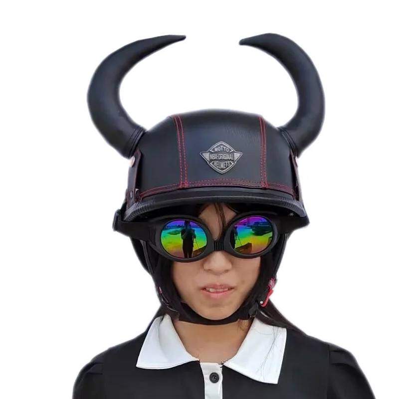 

Шлем коровья с сертификатом 3c для мужчин и женщин, универсальный защитный Ретро шлем для езды на мотоцикле, четыре сезона