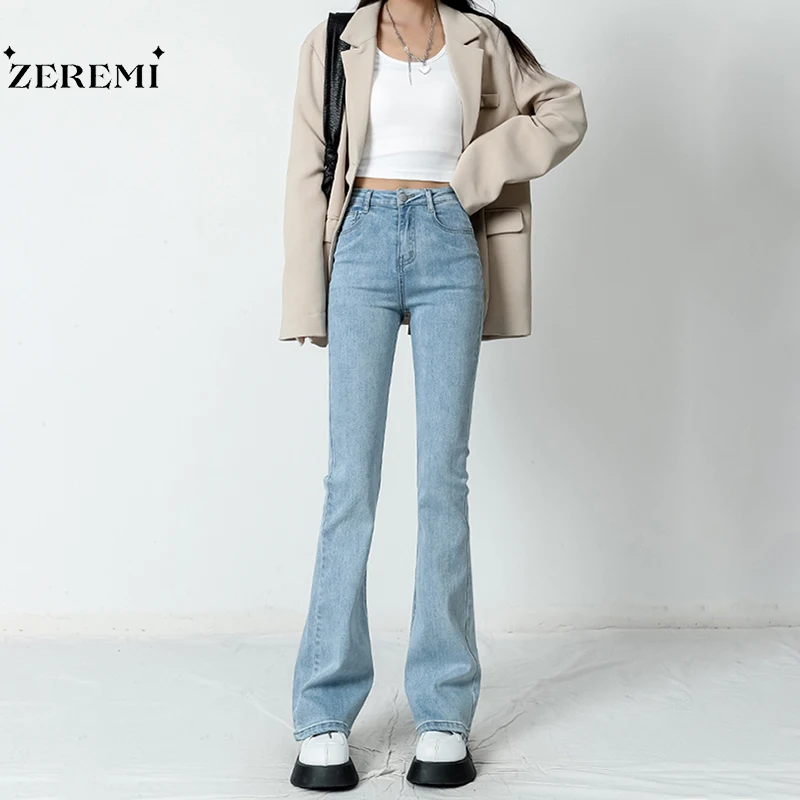 

High Waist Jeans For Women Stretch Skinny Flared Jeans Y2k Streetwear Spring Autumn Fashion Slim Denim Pants Female Trousers