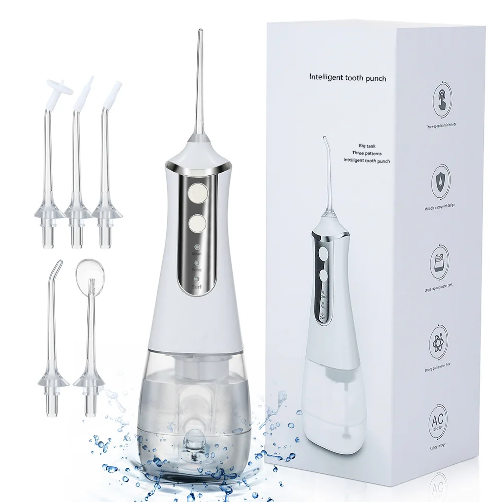 

Portable Oral Irrigator Water Flosser Dental Water Jet Tools Pick Teeth Cleaner 350ML 5 Nozzles Mouth Washing Machine Floss