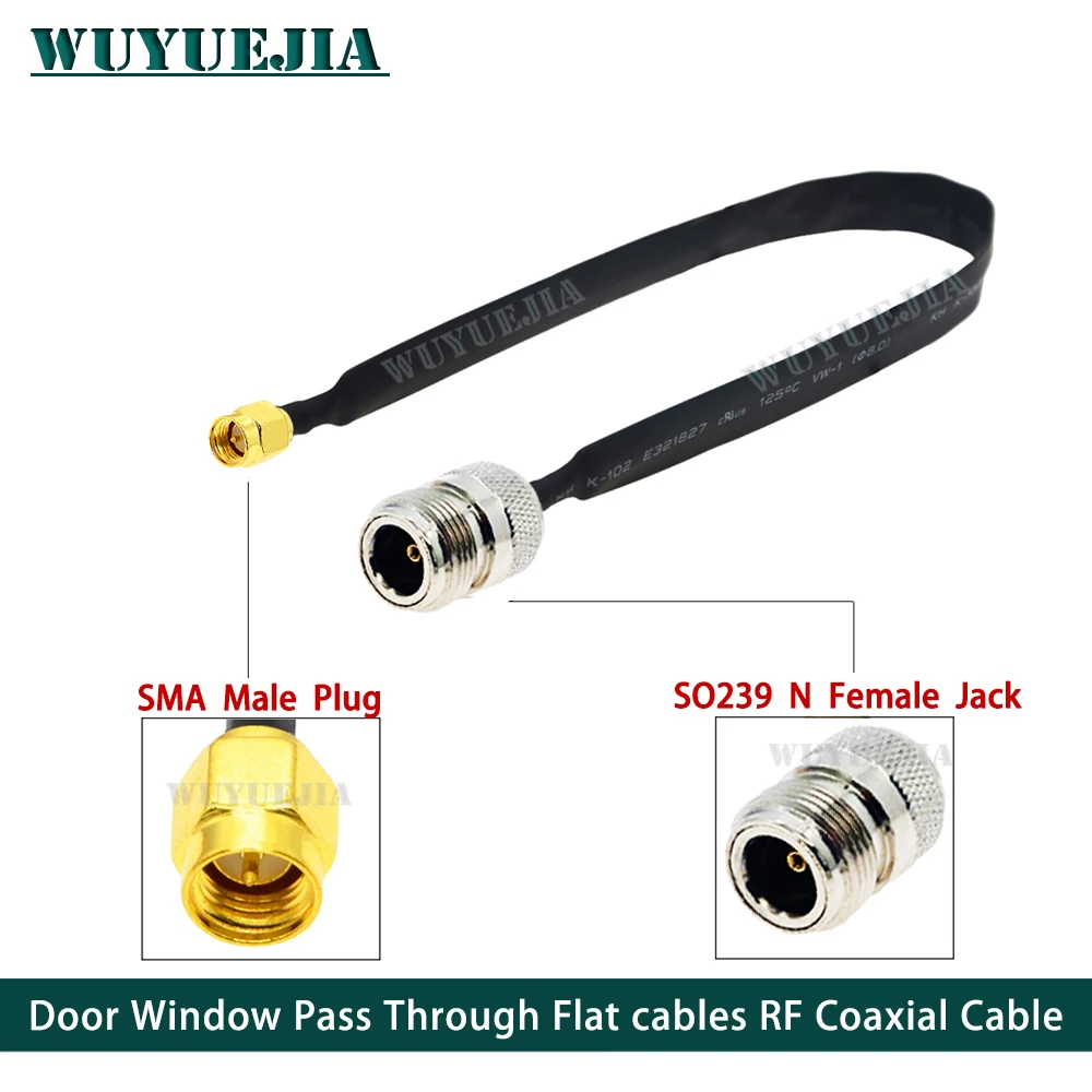 

SO239 N Female Jack to SMA Male RP SMA New Door Window Pass Through Flat RF Coaxial Cable 50 Ohm RF Coax Pigtail Extension Cord