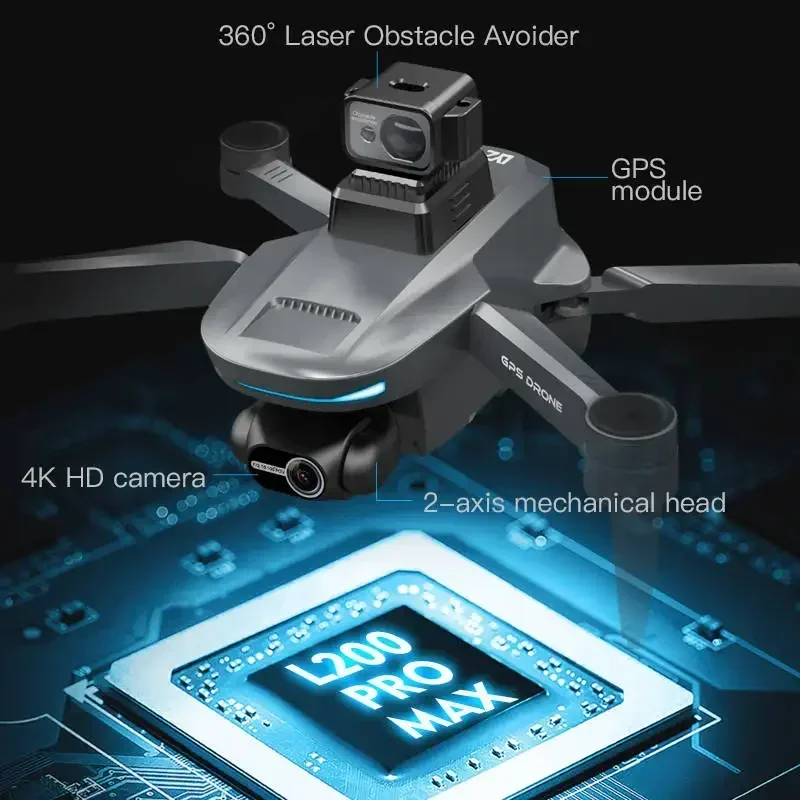 JHD L200 PRO MAX Дрон GPS Бесщеточный двигатель 4K HD Профессиональный FPV Квадрокоптер