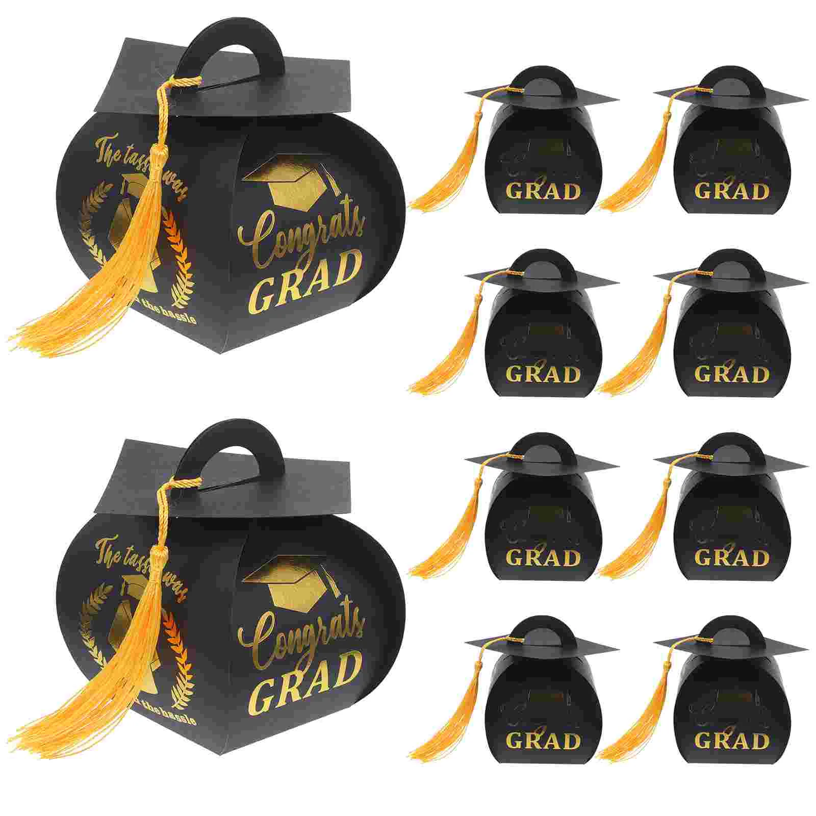 

10pcs Graduation Caps Gift Box Graduation Party Favors Graduation Candy Boxes with Tassel