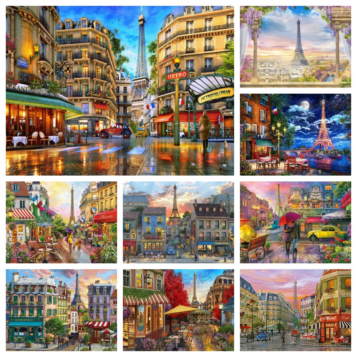 

Eiffel Tower Fantasy Landscape Diamond Painting Beautiful And Charming Cityscape Of Paris Picture Cross Stitch Mosaic Home Decor