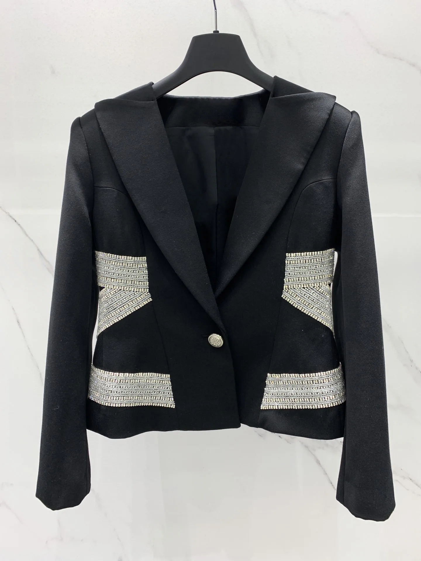 

Wool suit three-dimensional tailoring heavy industry handmade beaded diamond chain casual fashion 2023 autumn new style 0319