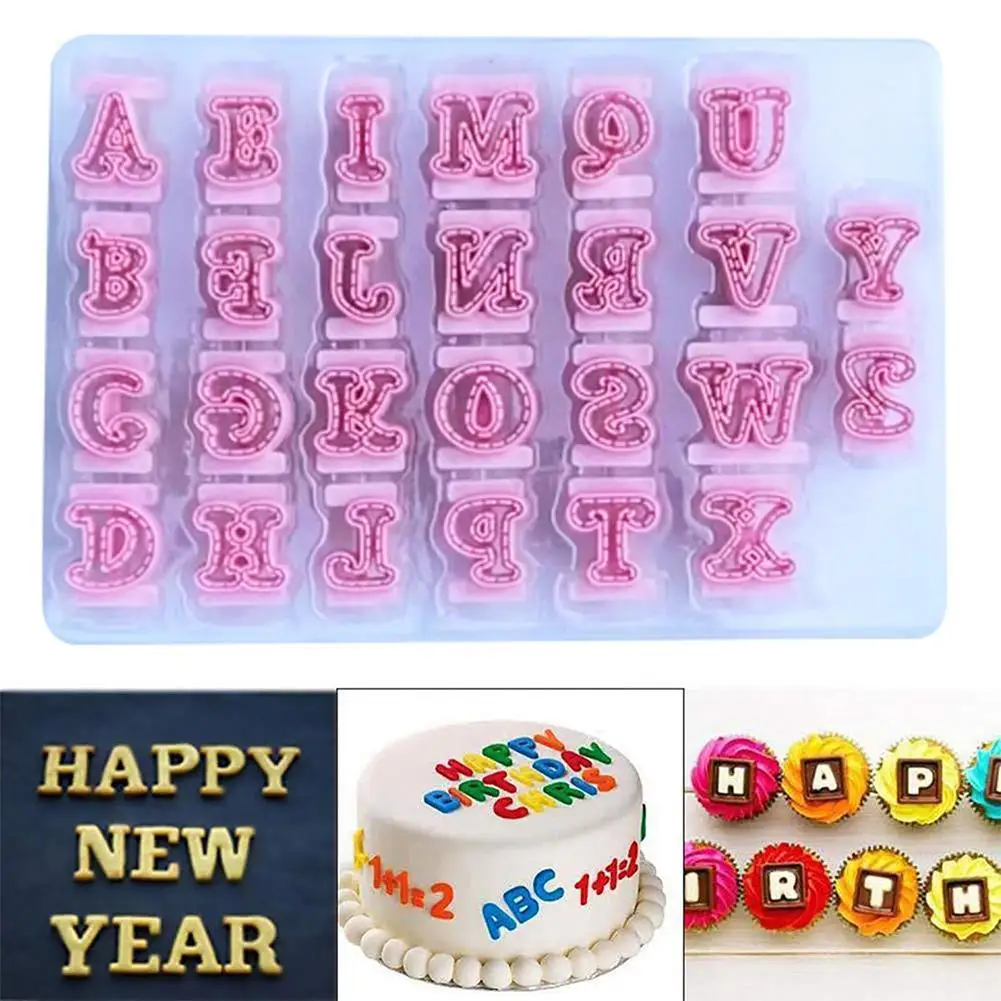 

Alphabet Cake Molds Cakes Sugar Paste Letter Cookies Cutter Words Press Stamp Baking Mold Embossing Mould for Home DIY Cake