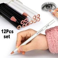 12pcs set art sketch oily pencil round handle black white color 3 0mm lead core for shadow highlight details drawing processing