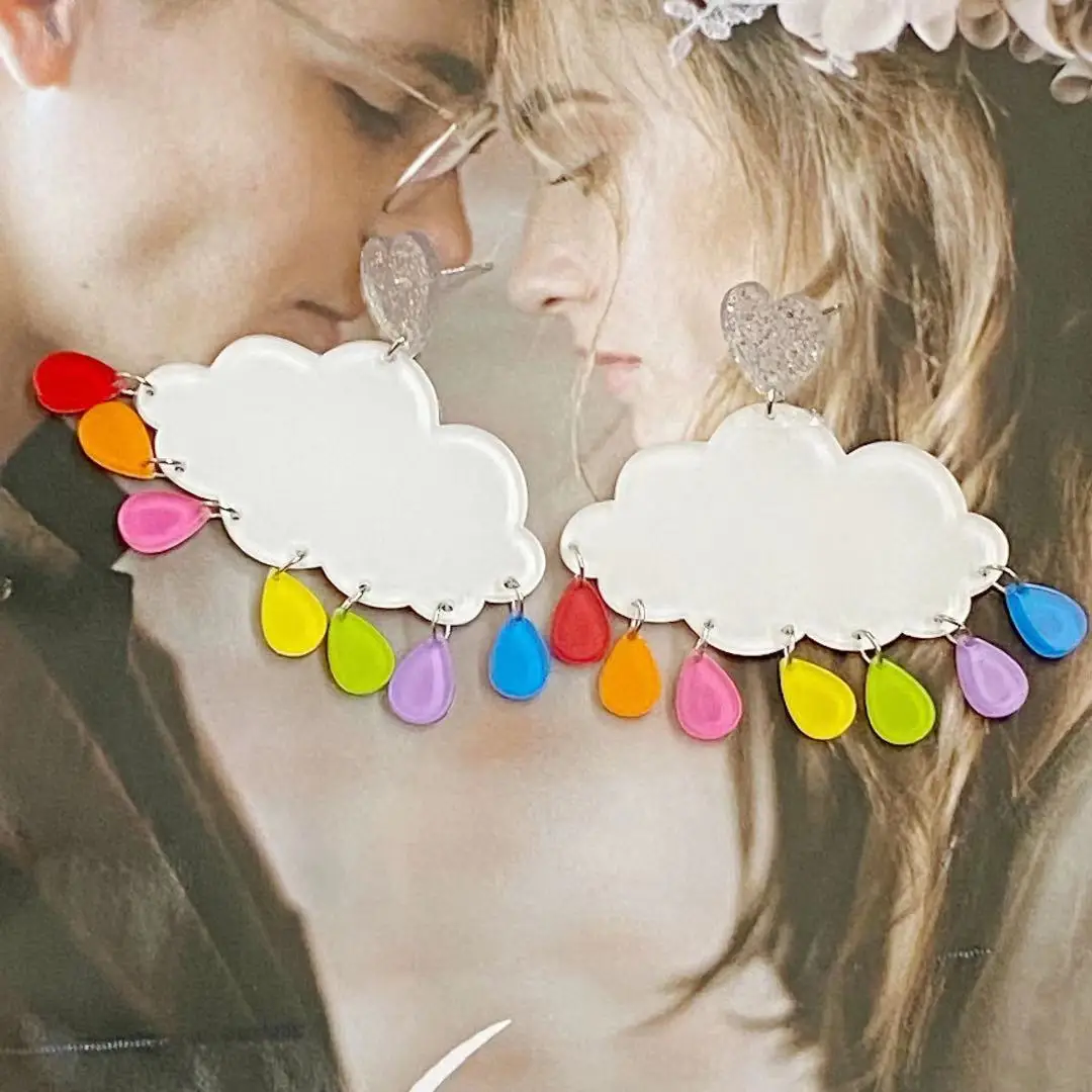 

1 Pair Acrylic Earrings Colorful Cloud Women's Earrings Fashion Fresh Gift
