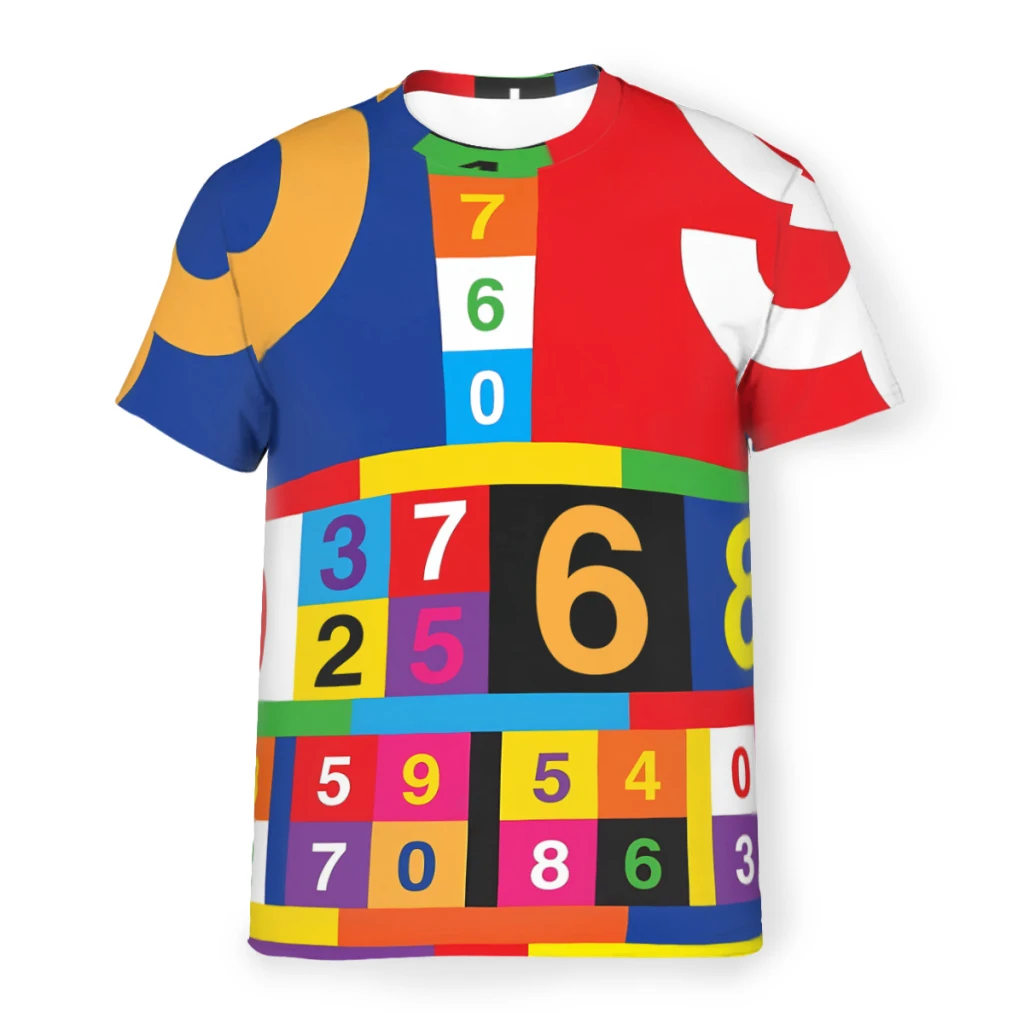 

Color Polyester TShirts Numbers Print Homme Thin T Shirt Funny Tops