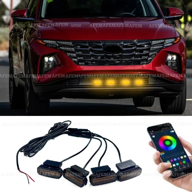 Фото Светодиодная подсветка передней решетки для Hyundai Tucson, лампа для подсветки колесных арок, дневные ходовые огни, 12В №1