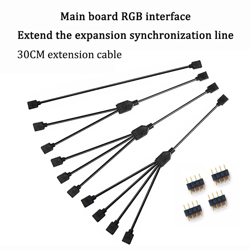 

Computer Motherboard RGB Split Synchronous Cable 12V 4-pin Extension Tcable 5V ARGB 3-pin Hub
