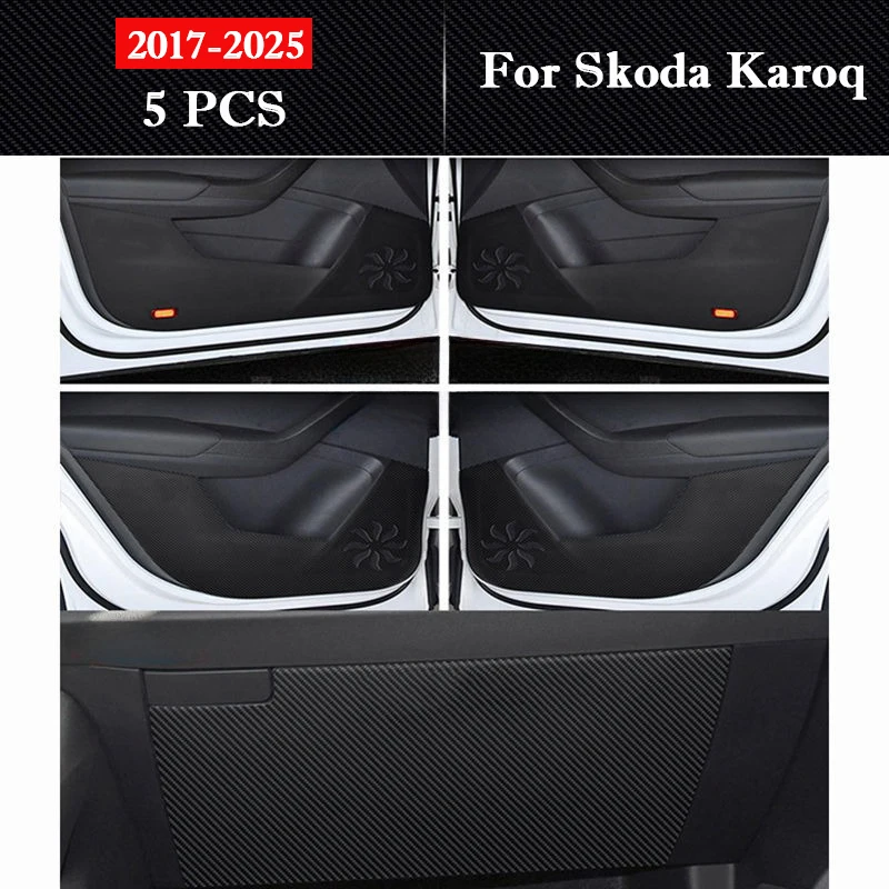 

For Skoda Karoq 2017 - 2025 Car Door Anti-kick Pad Interior Glove Box Protection Sticker Decorative Stickers Auto Accessories